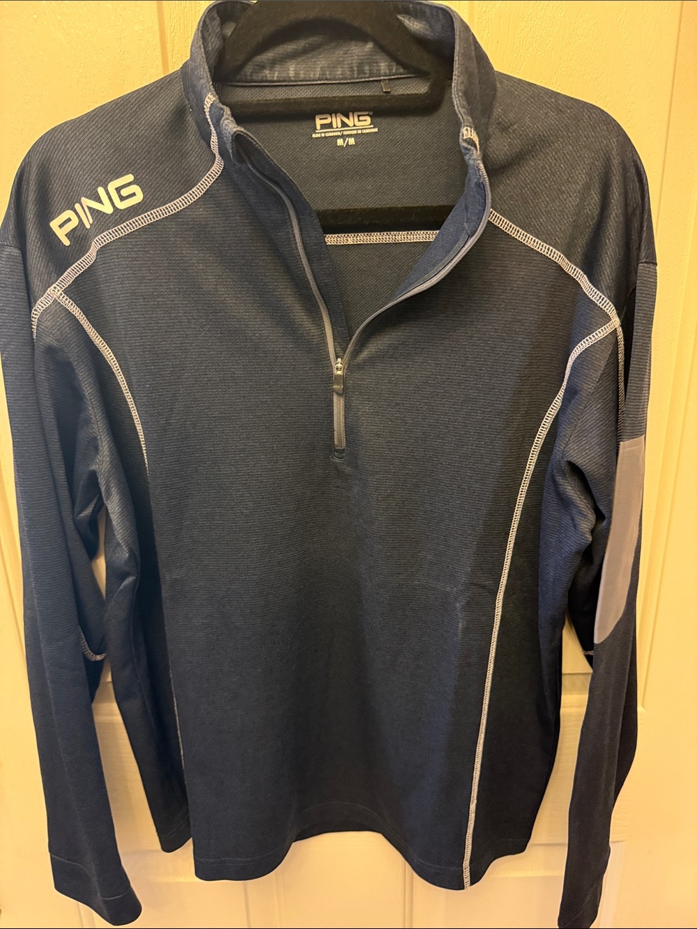 PING Men's Navy and Gray Quarter-Zip Golf Pullover